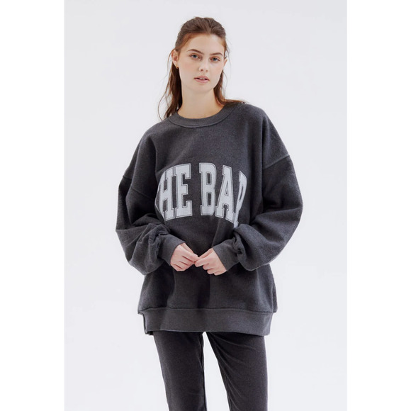 NWT The BAR Varsity Inside Out Sweatshirt Grey White Reversible Size XL - Picture 1 of 7